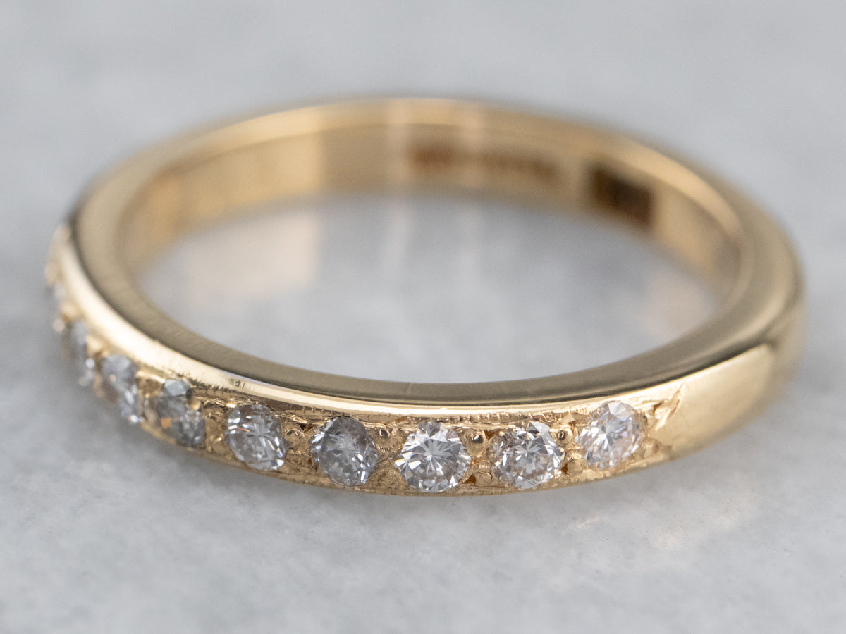 Antique Diamond 18K Gold Wedding Band