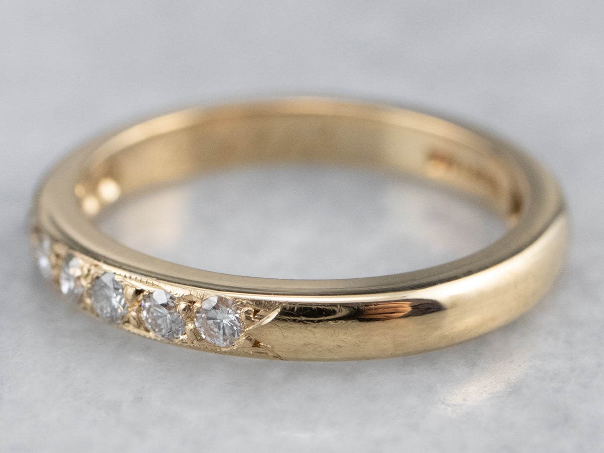 Antique Diamond 18K Gold Wedding Band