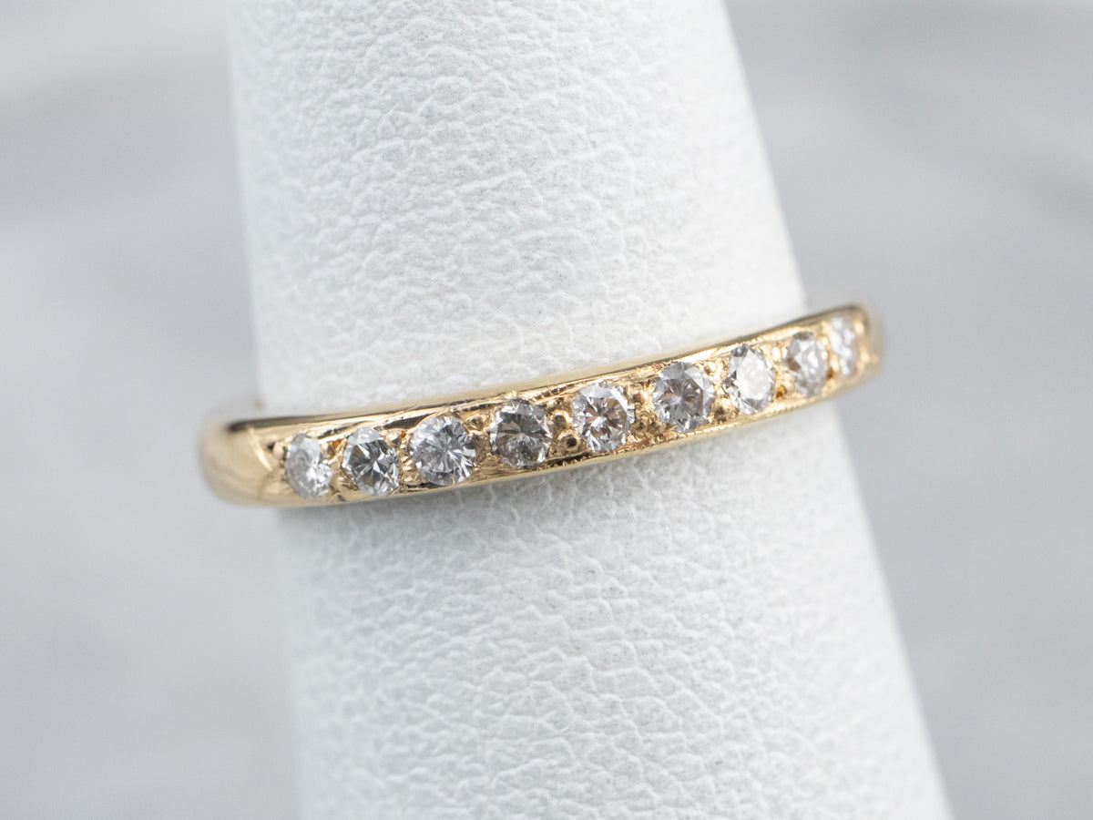 Antique Diamond 18K Gold Wedding Band