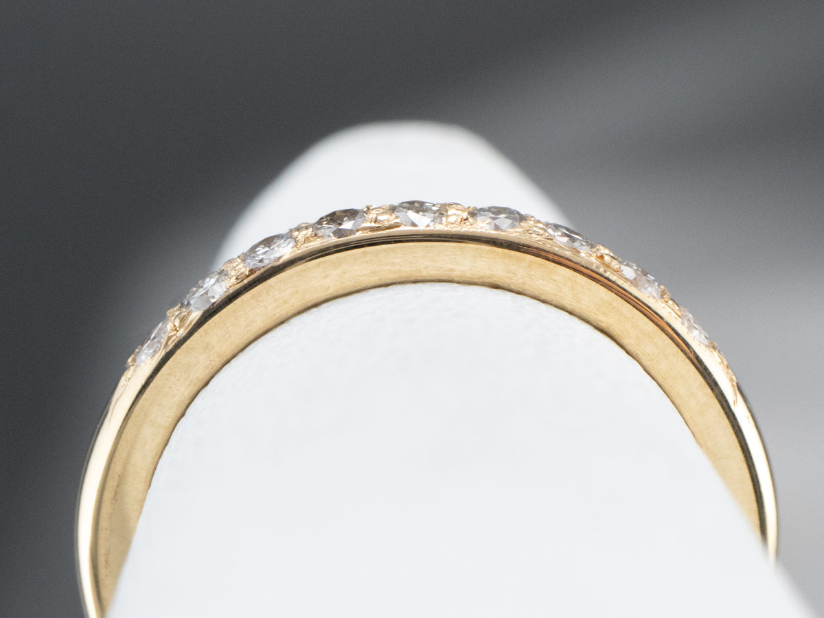 Antique Diamond 18K Gold Wedding Band