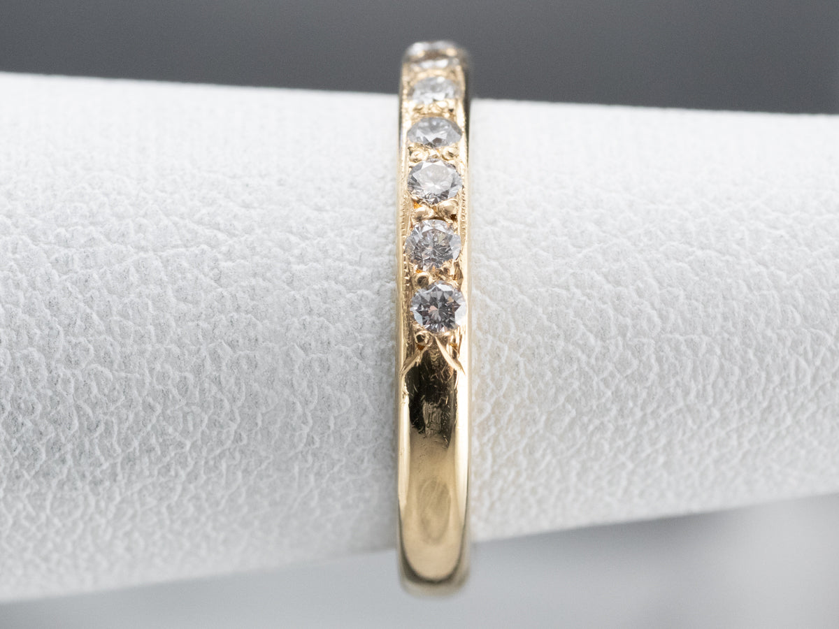 Antique Diamond 18K Gold Wedding Band