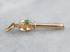 Gold Key Pendant with Green Glass Accents