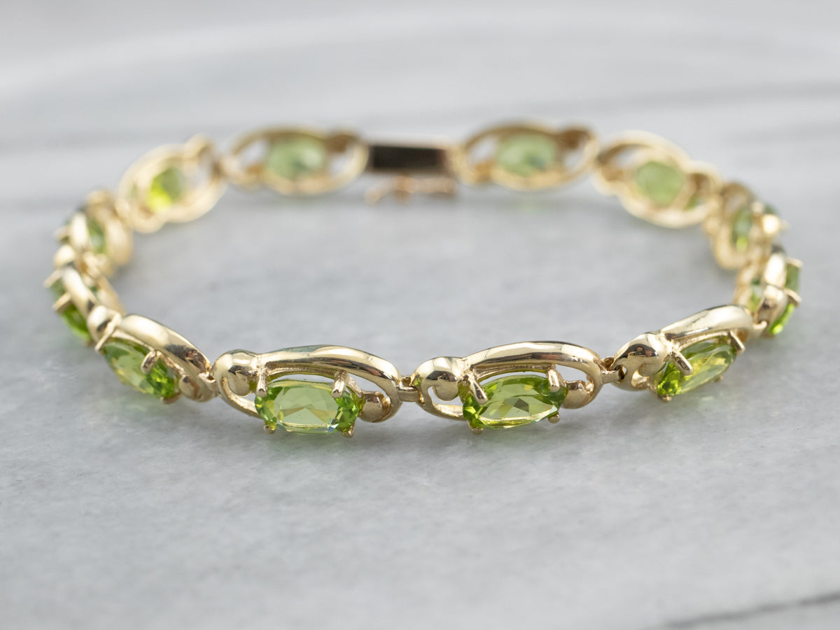 Peridot Gold Link Tennis Bracelet