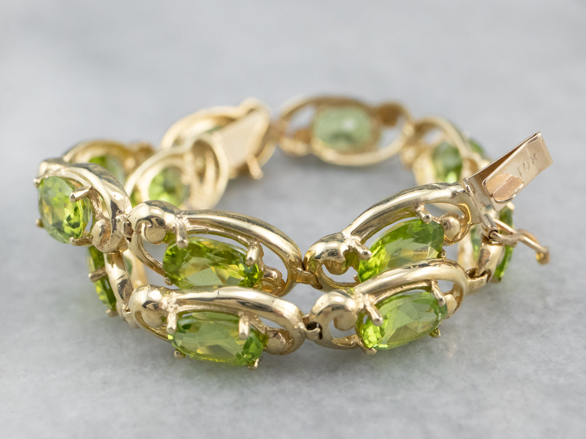 Peridot Gold Link Tennis Bracelet