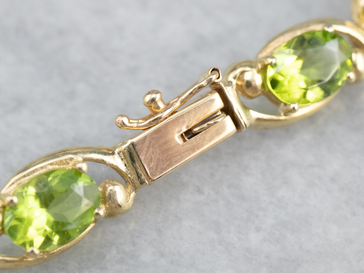 Peridot Gold Link Tennis Bracelet