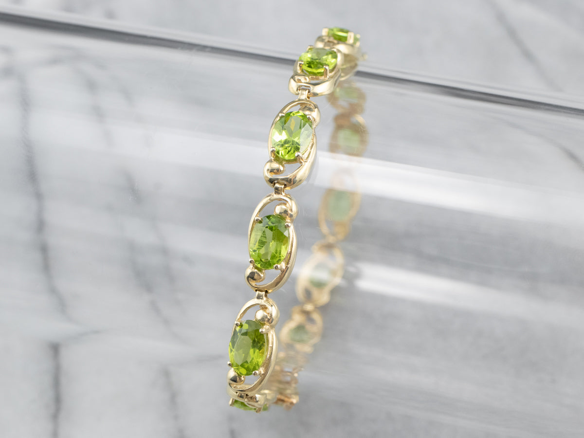 Peridot Gold Link Tennis Bracelet