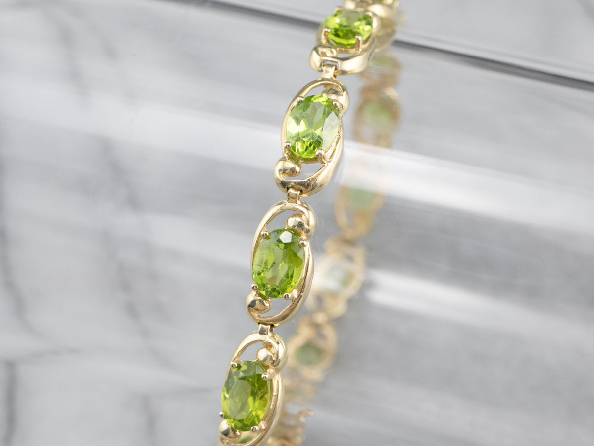 Peridot Gold Link Tennis Bracelet