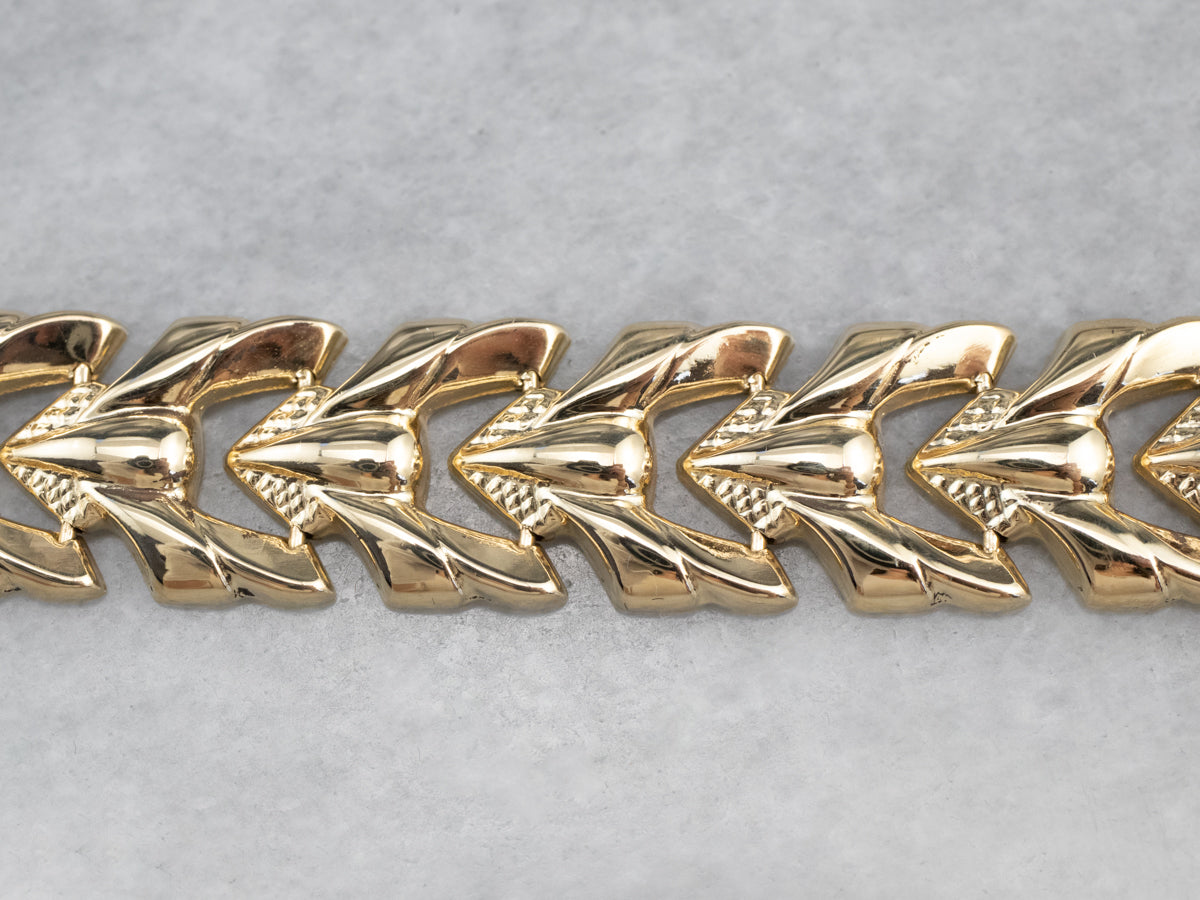 14K Gold Chevron Link Bracelet