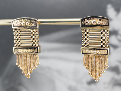 Victorian Revival Gold Fringe Statement Earrings