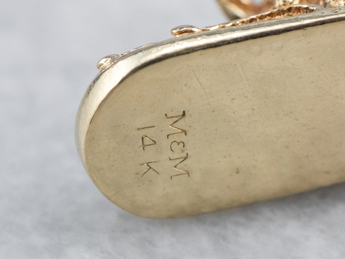 Glass Cabochon Gold Baby Shoe Charm