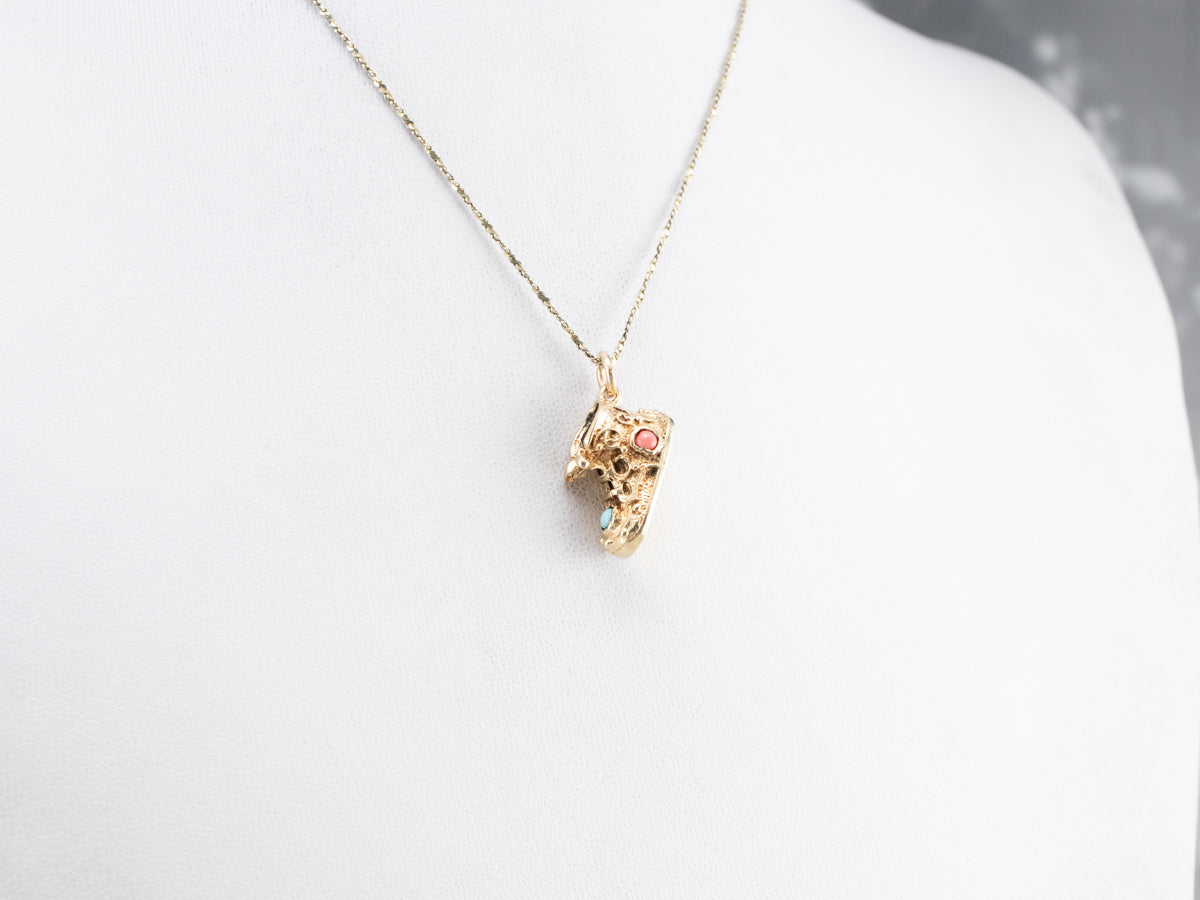 Glass Cabochon Gold Baby Shoe Charm