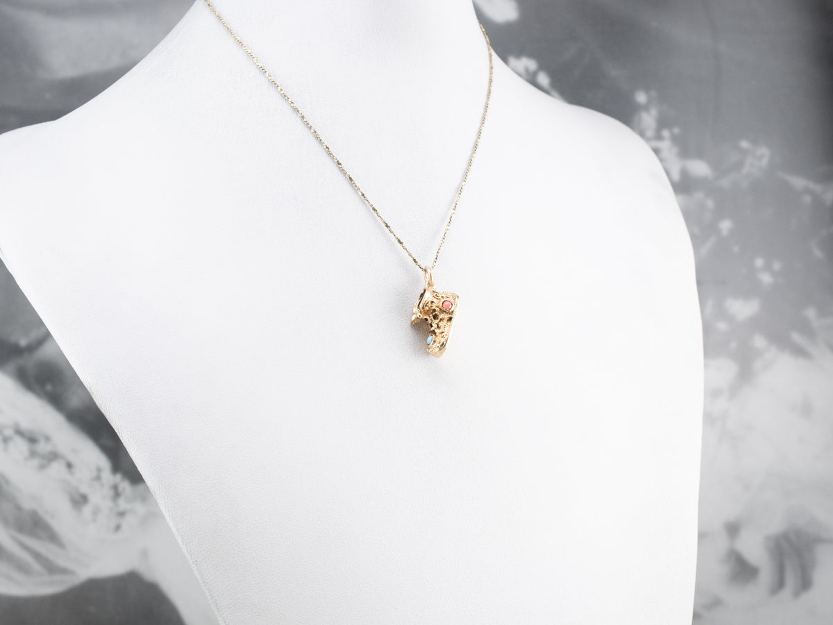 Glass Cabochon Gold Baby Shoe Charm