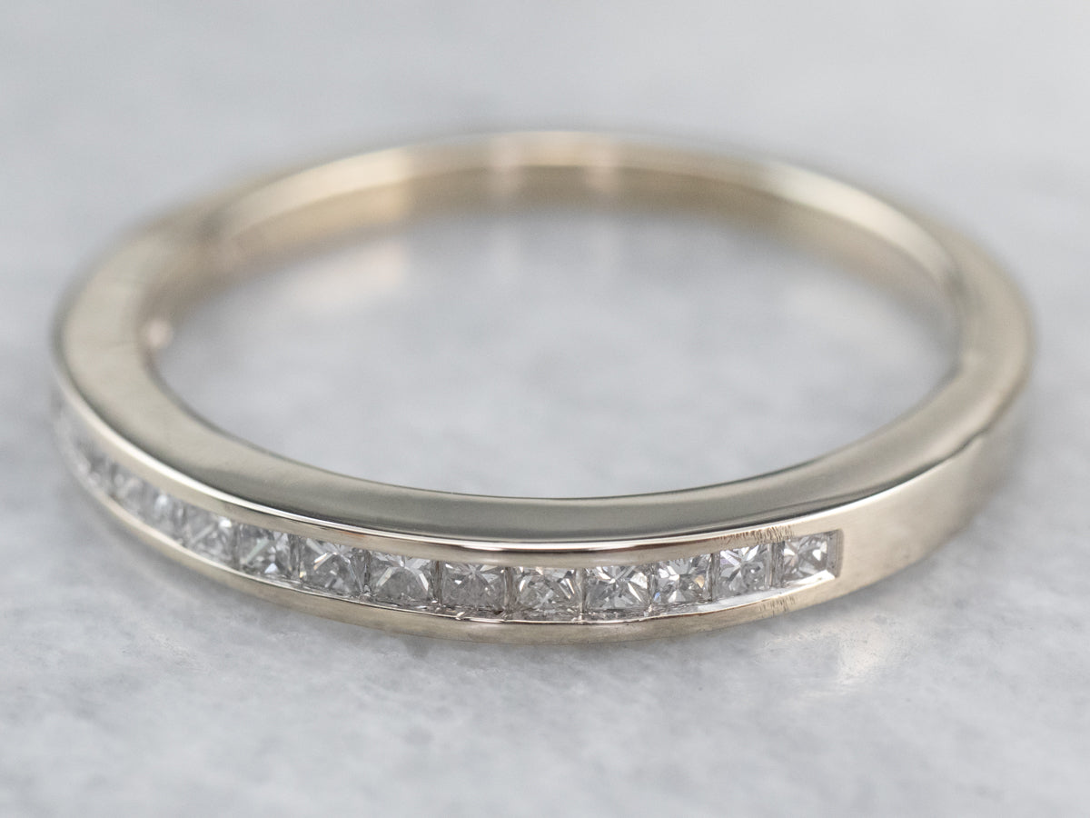 Channel Set Diamond White Gold Wedding Band
