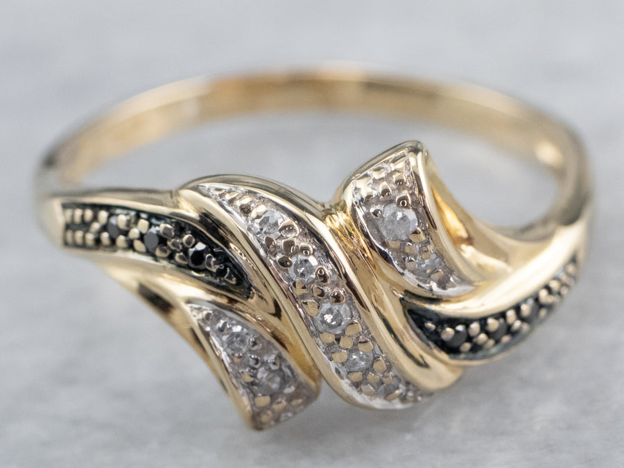 Gold Black and White Diamond Ring