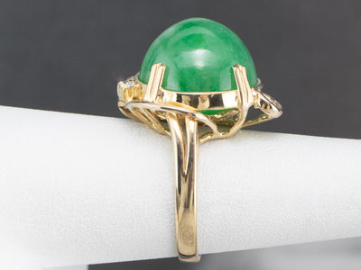 18K Gold Jade and Diamond Cocktail Ring