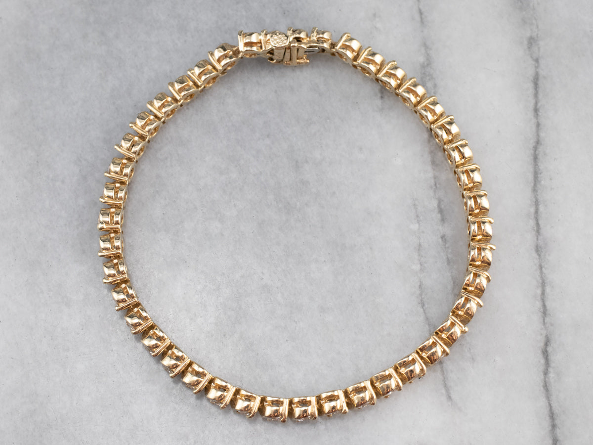 14K Yellow Gold Diamond Tennis Bracelet