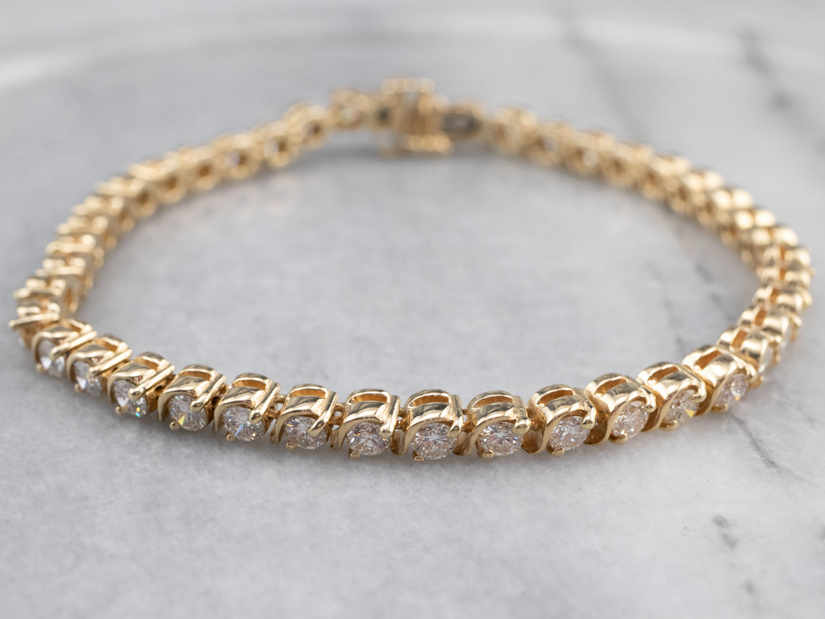14K Yellow Gold Diamond Tennis Bracelet