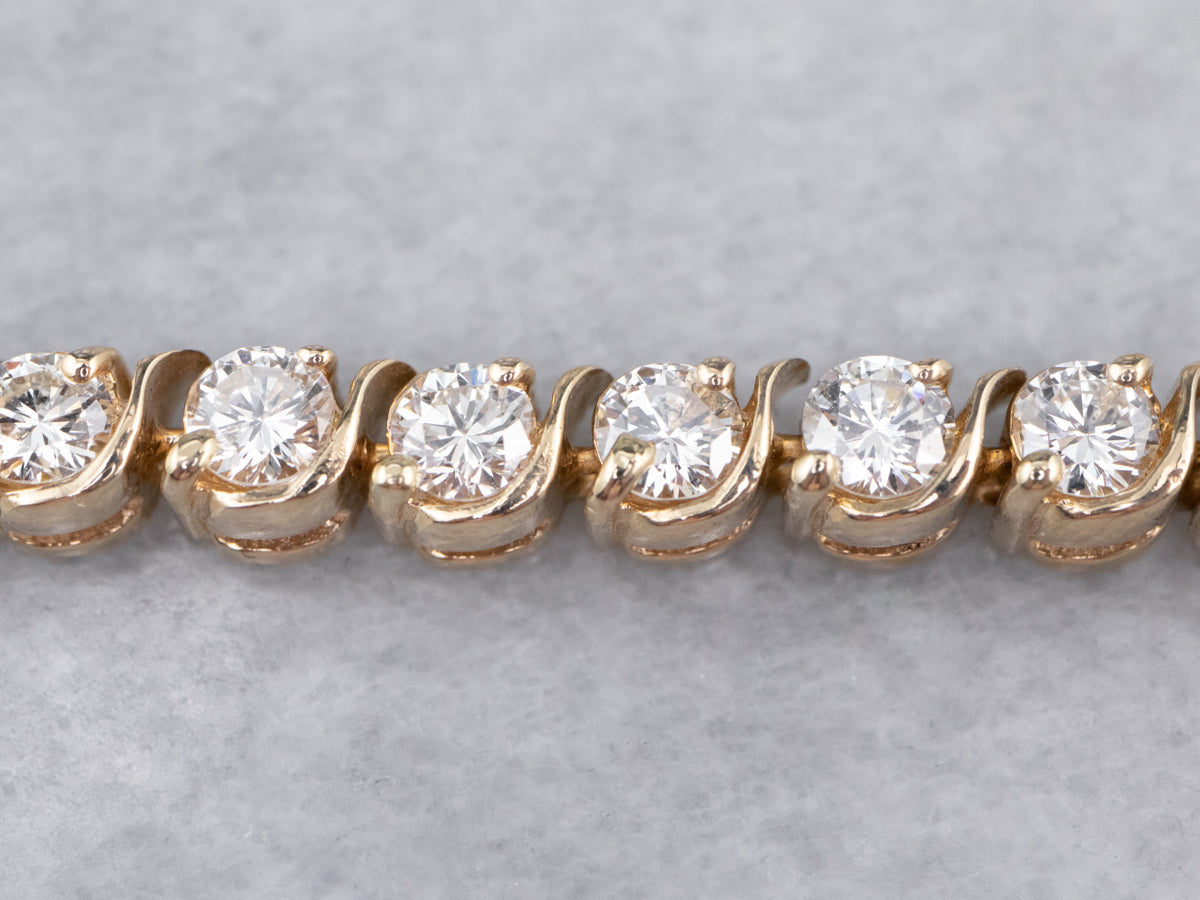 14K Yellow Gold Diamond Tennis Bracelet