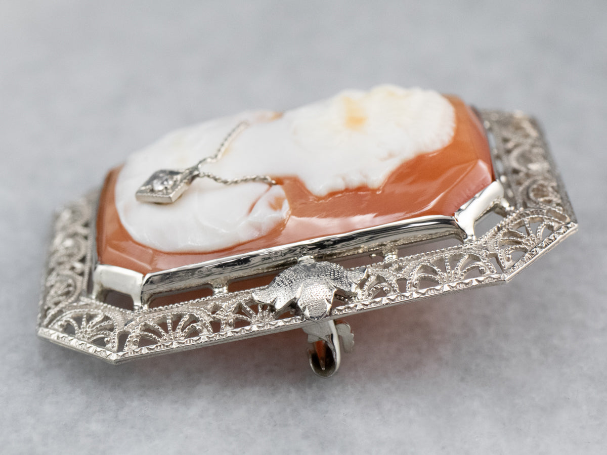 Art Deco Diamond Cameo Pin or Pendant