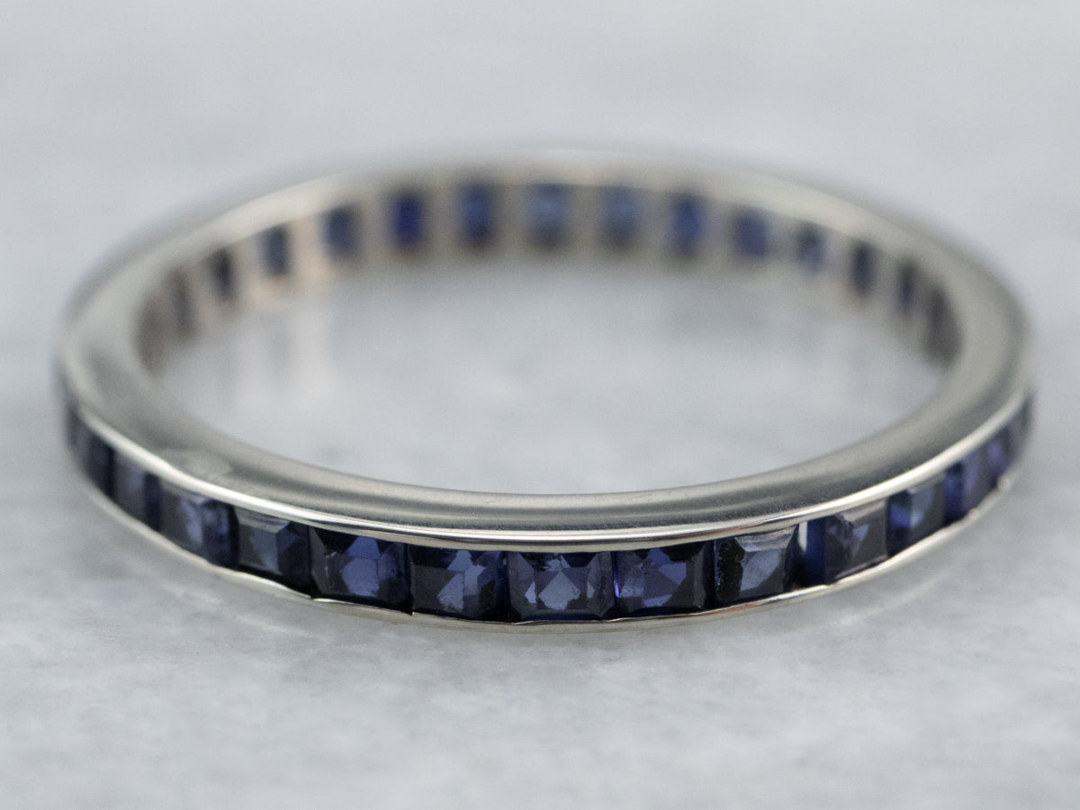 Gold Synthetic Sapphire Eternity Band