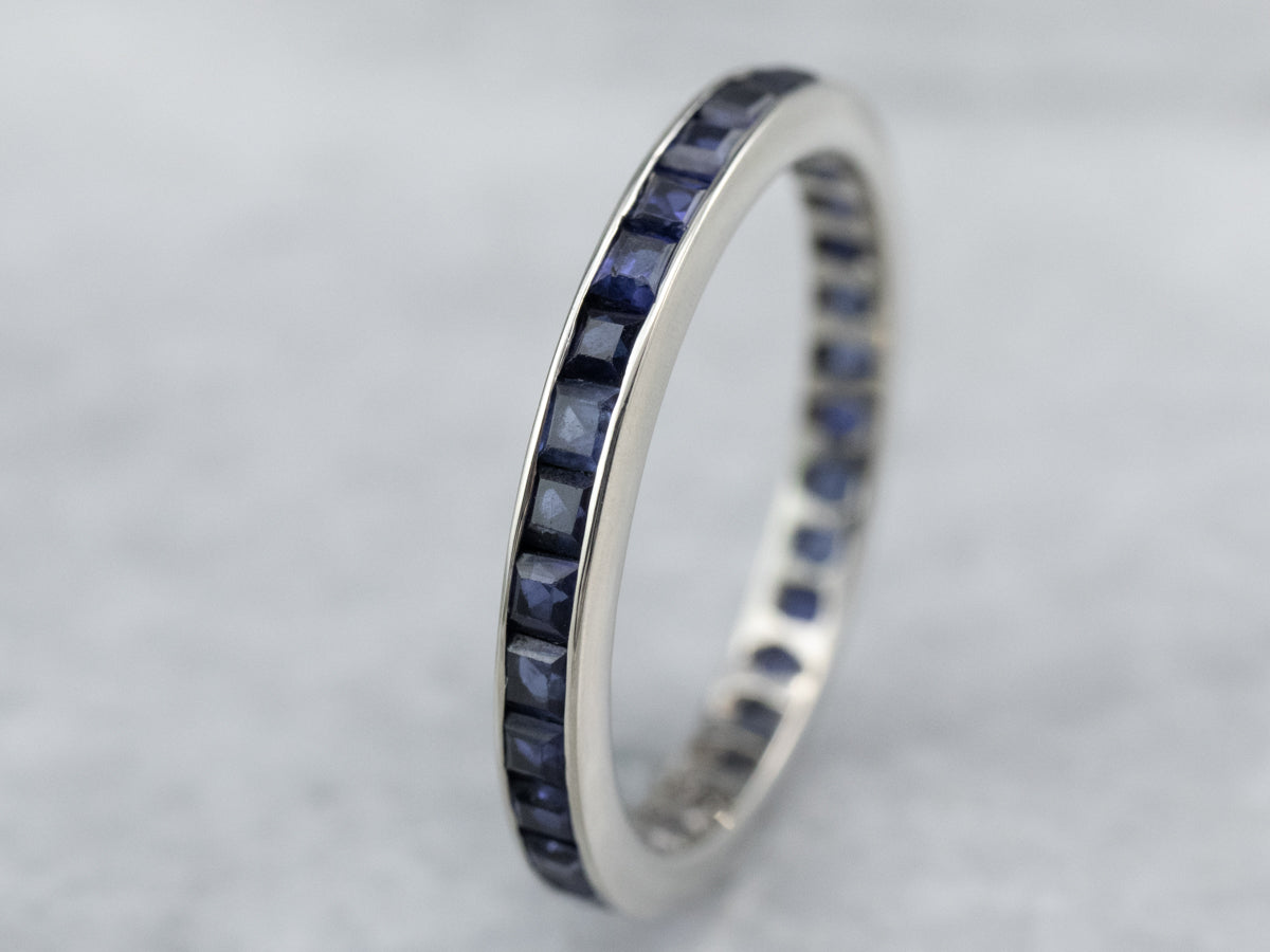 Gold Synthetic Sapphire Eternity Band