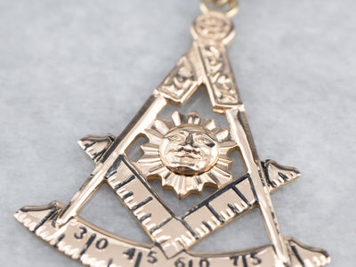 Vintage Masonic Enamel and Gold Medallion Pin