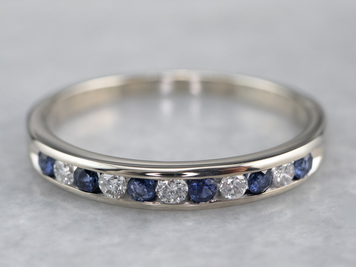 White Gold Sapphire and Diamond Band