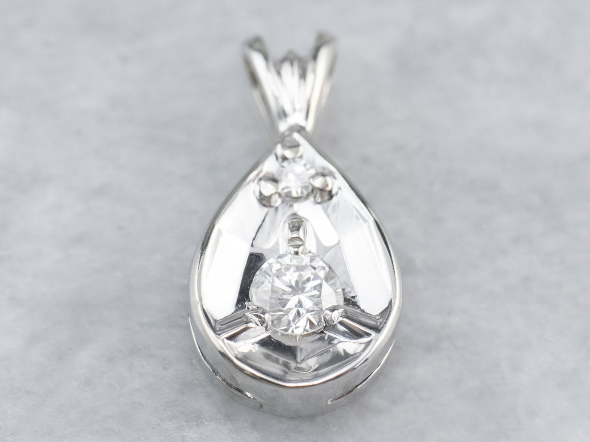 Diamond White Gold Teardrop Pendant