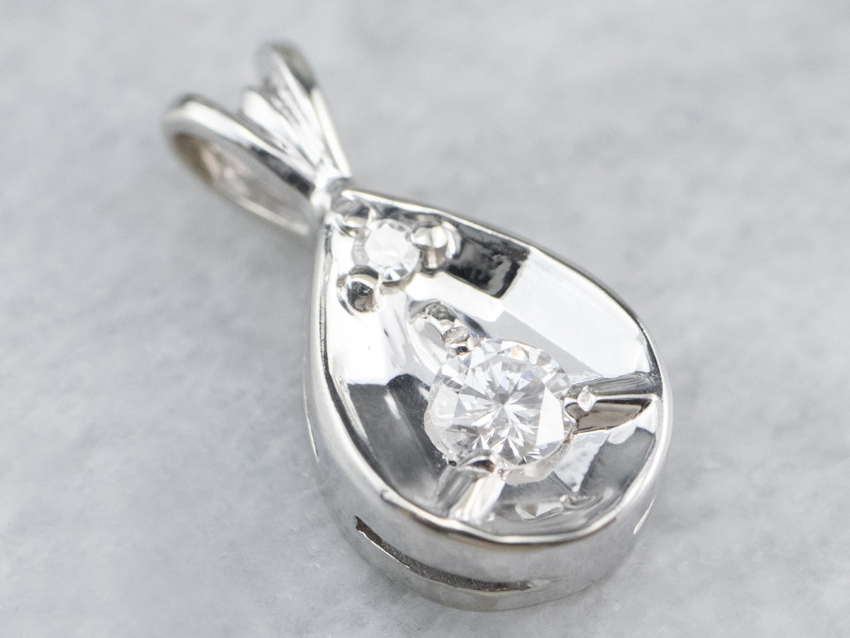 Diamond White Gold Teardrop Pendant