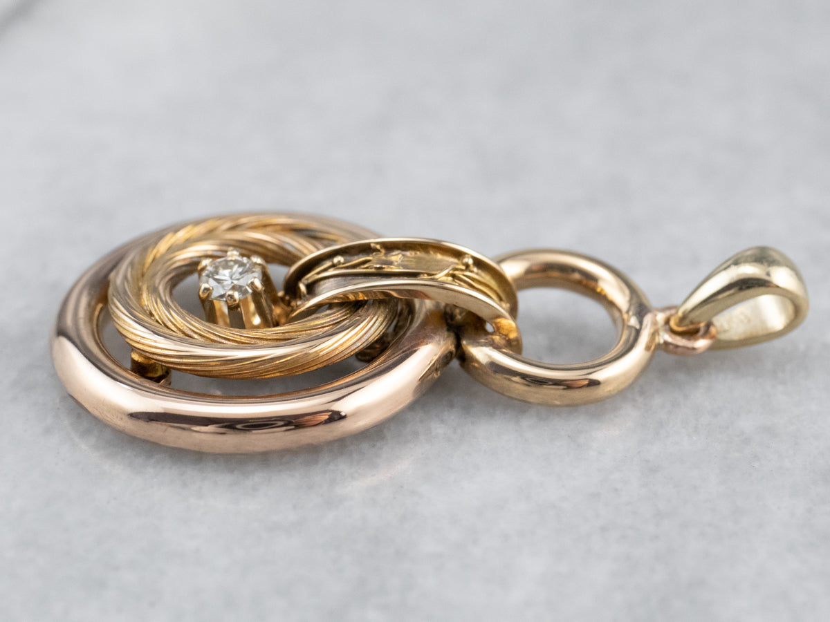 Diamond Gold Hoop Drop Pendant