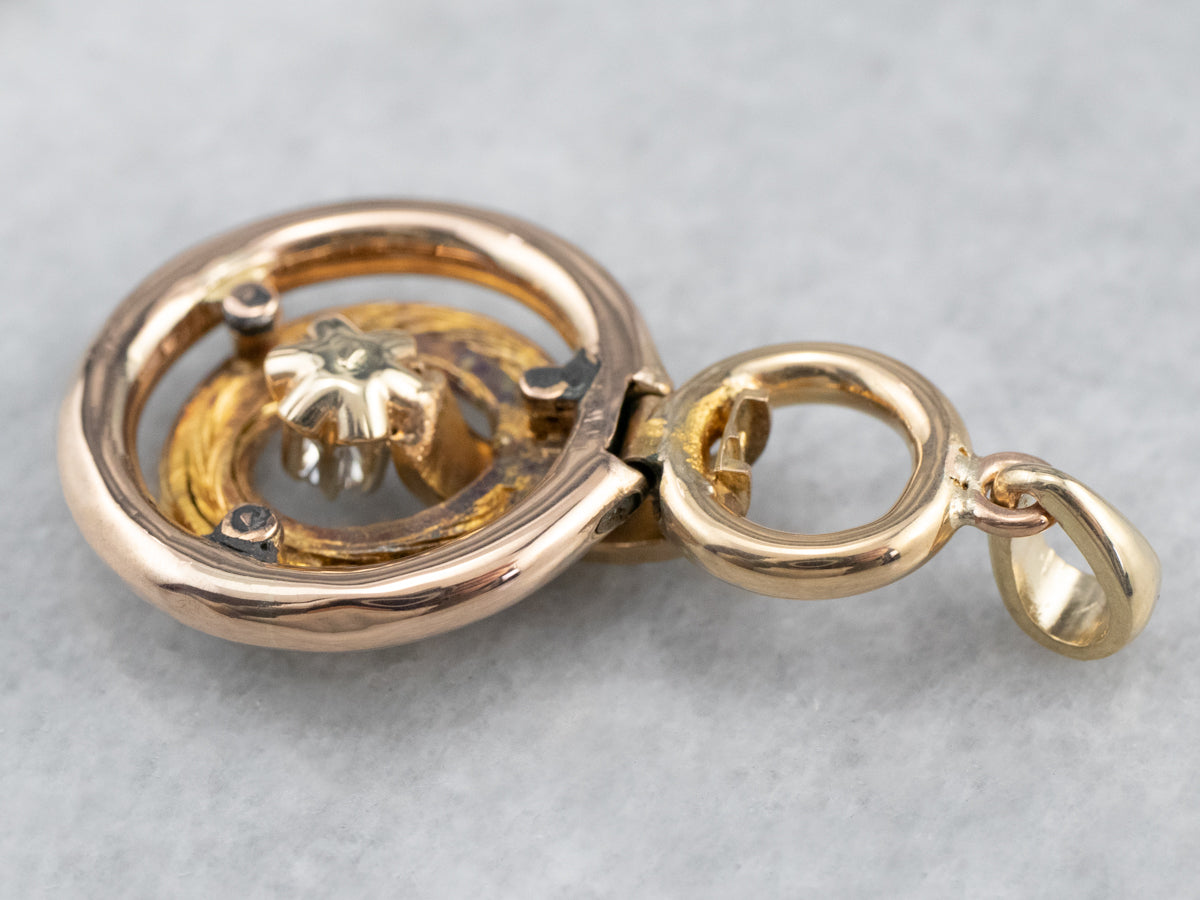 Diamond Gold Hoop Drop Pendant