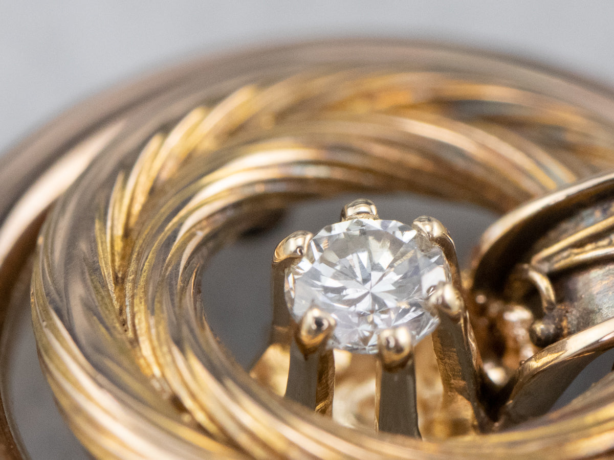 Diamond Gold Hoop Drop Pendant