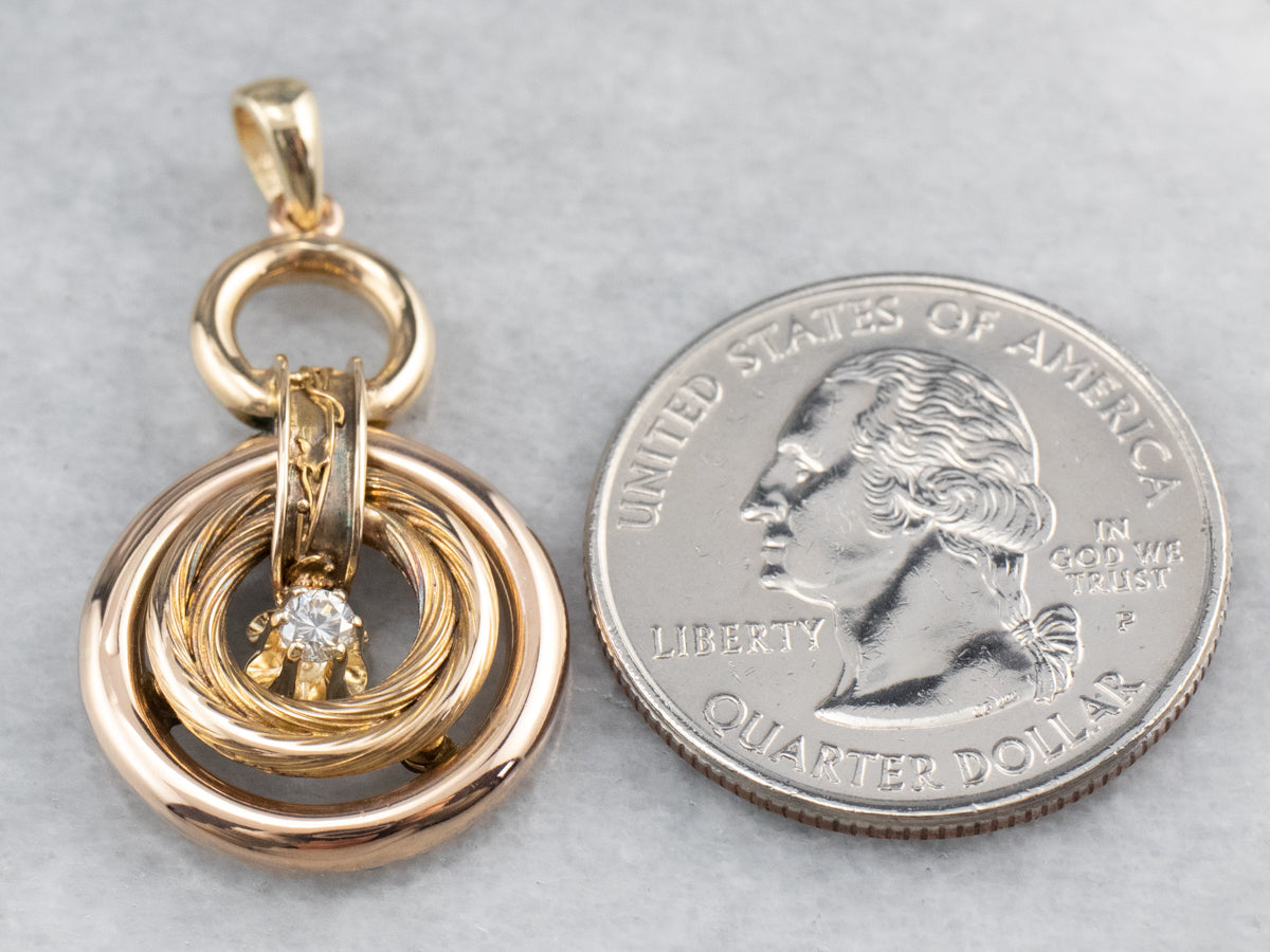 Diamond Gold Hoop Drop Pendant