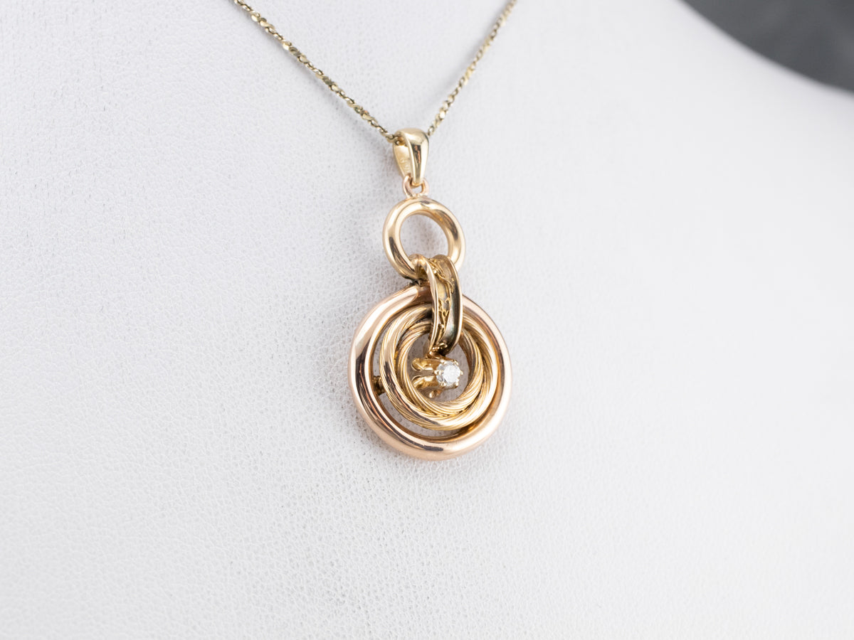 Diamond Gold Hoop Drop Pendant