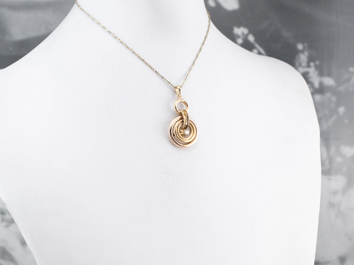 Diamond Gold Hoop Drop Pendant