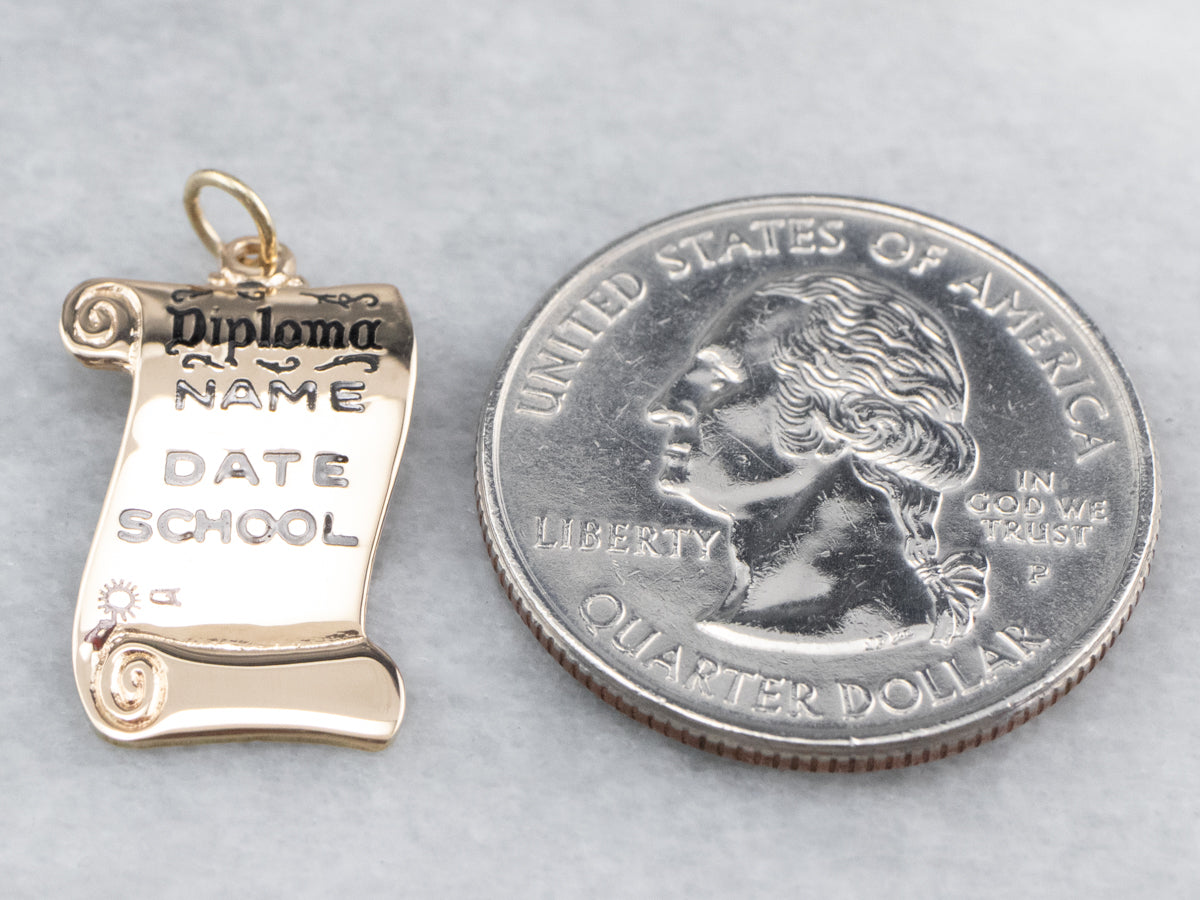 Vintage Enamel Diploma Gold Charm