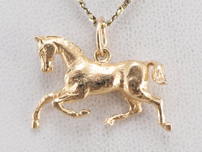 14K Gold Running Horse Charm