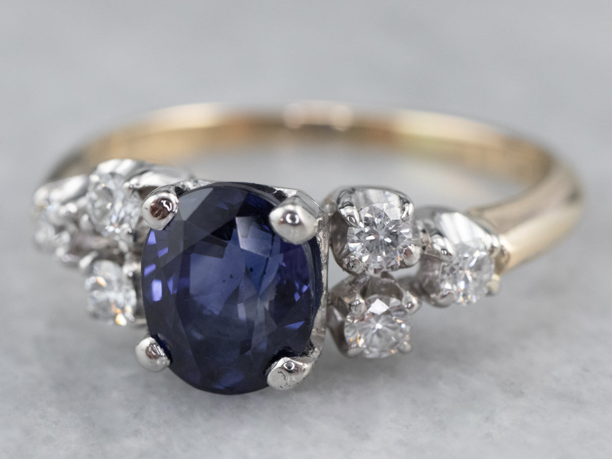 Sapphire Diamond Platinum Gold Engagement Ring