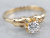 Floral Diamond Gold Solitaire Engagement Ring