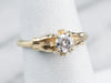 Floral Diamond Gold Solitaire Engagement Ring