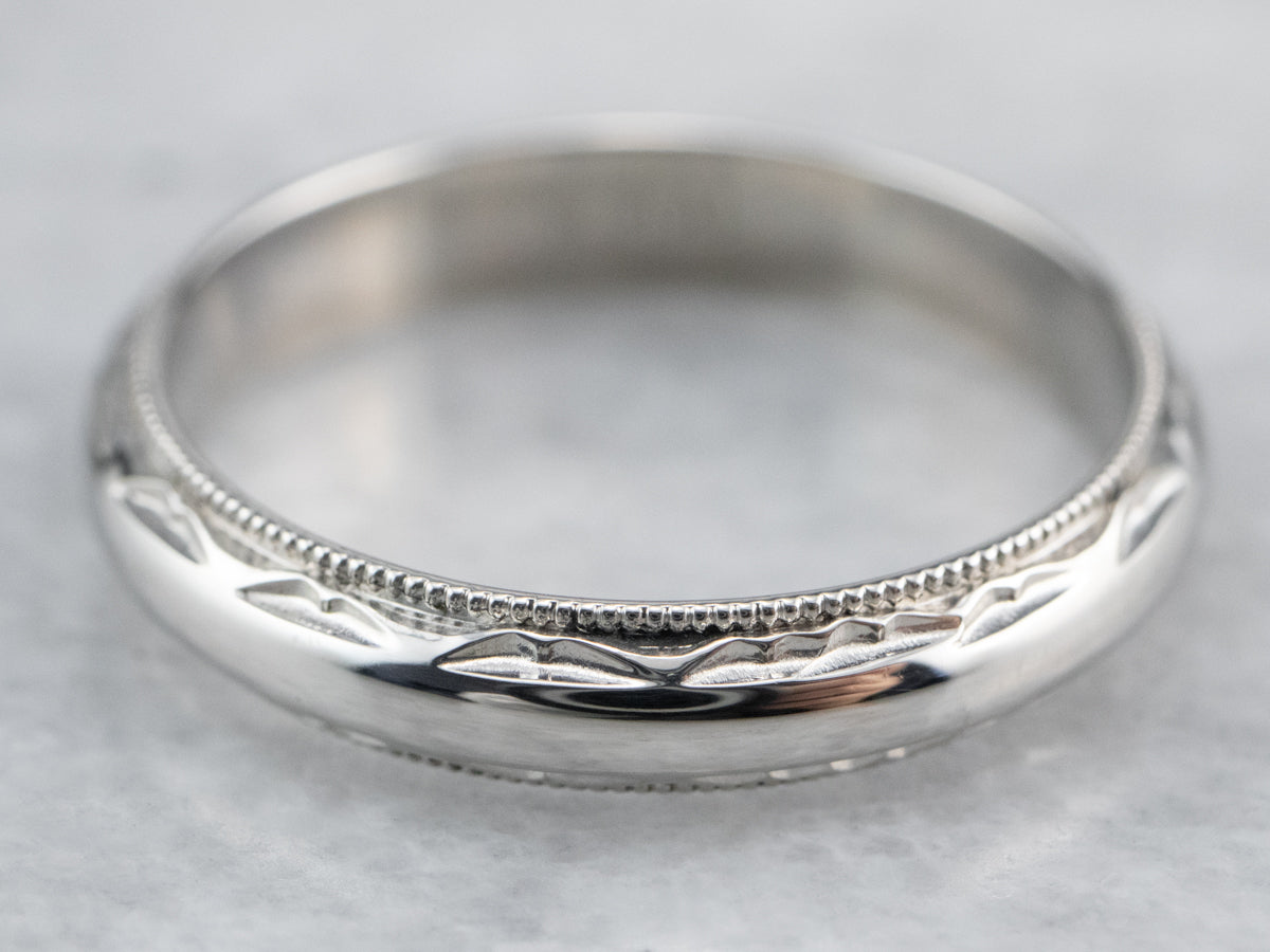 Patterned Platinum Wedding Band