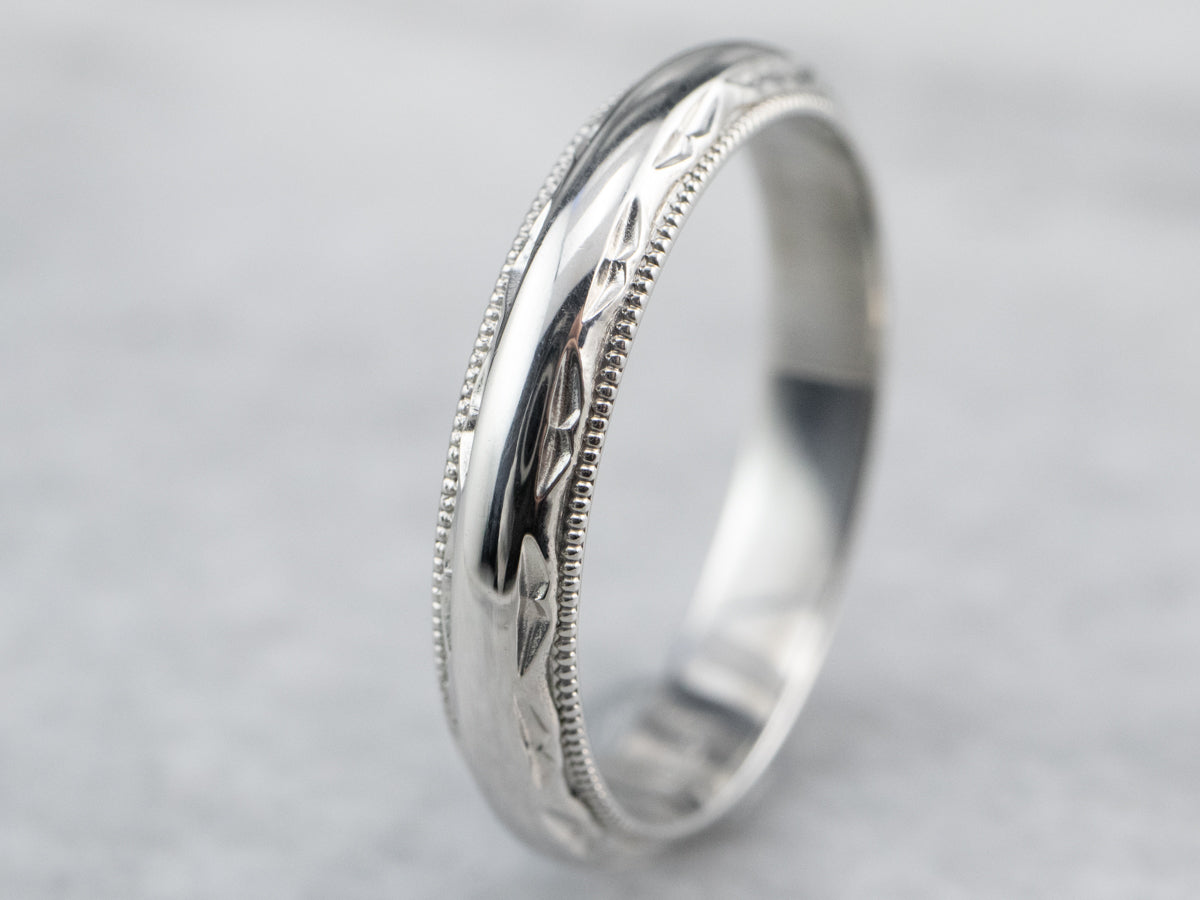 Patterned Platinum Wedding Band