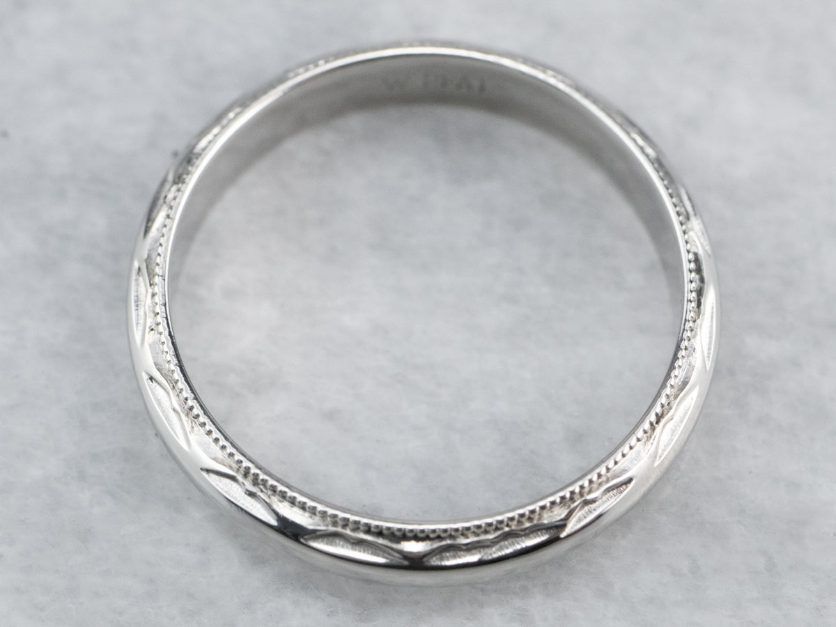 Patterned Platinum Wedding Band