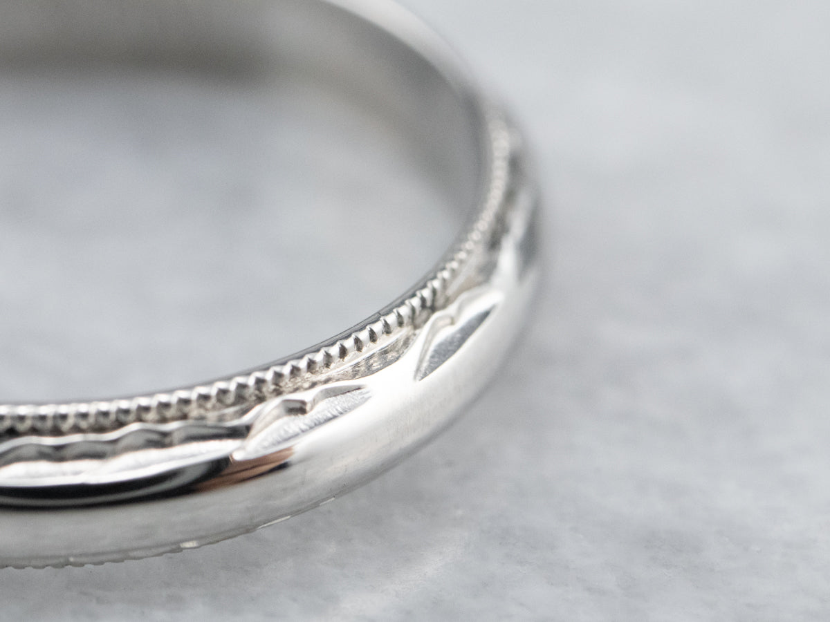 Patterned Platinum Wedding Band