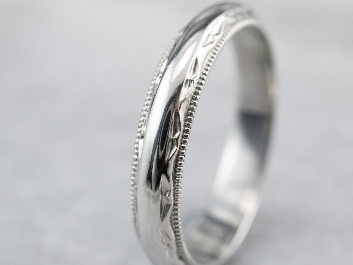 Patterned Platinum Wedding Band