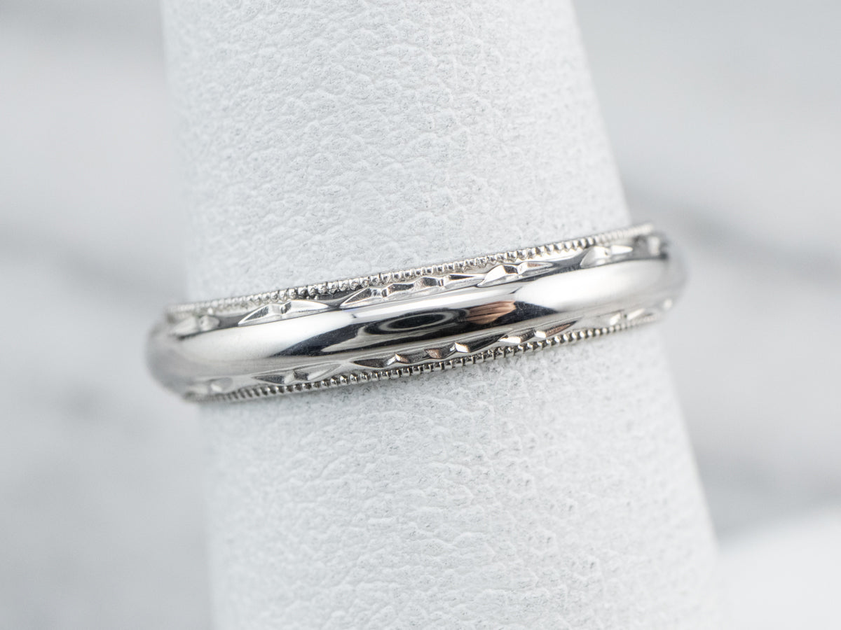 Patterned Platinum Wedding Band