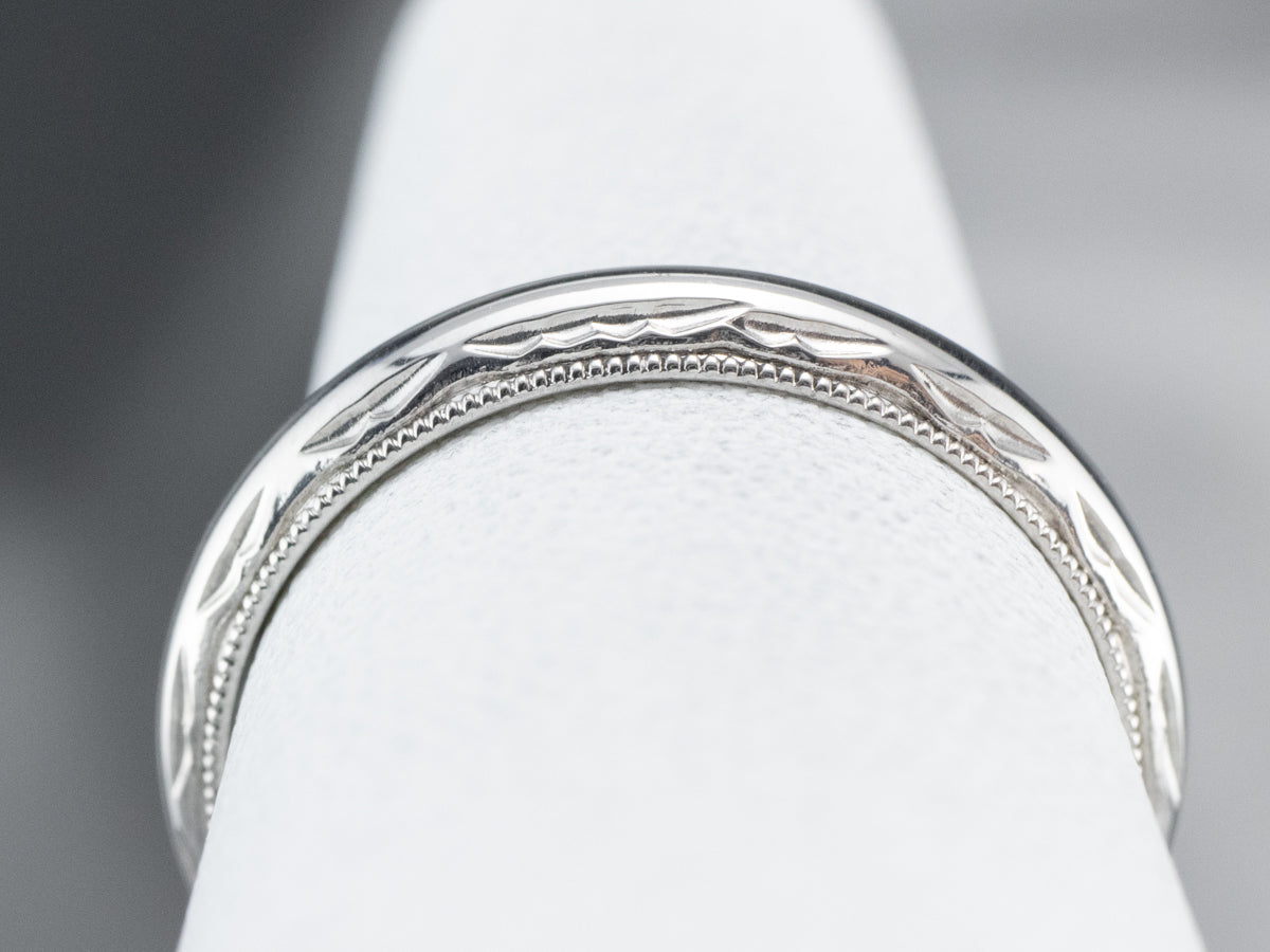 Patterned Platinum Wedding Band