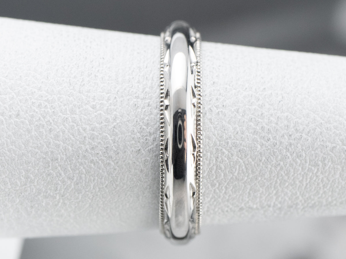 Patterned Platinum Wedding Band