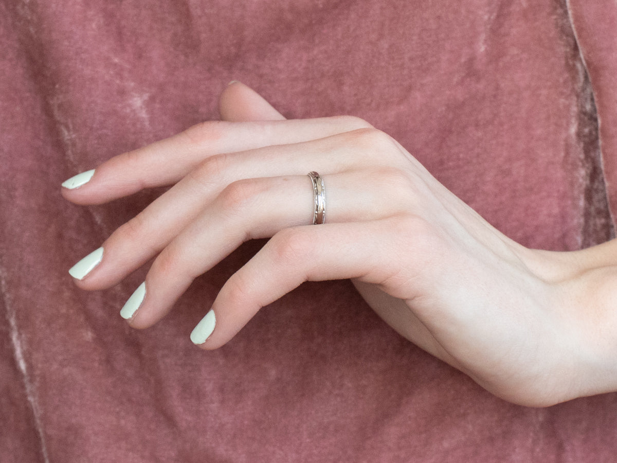 Patterned Platinum Wedding Band