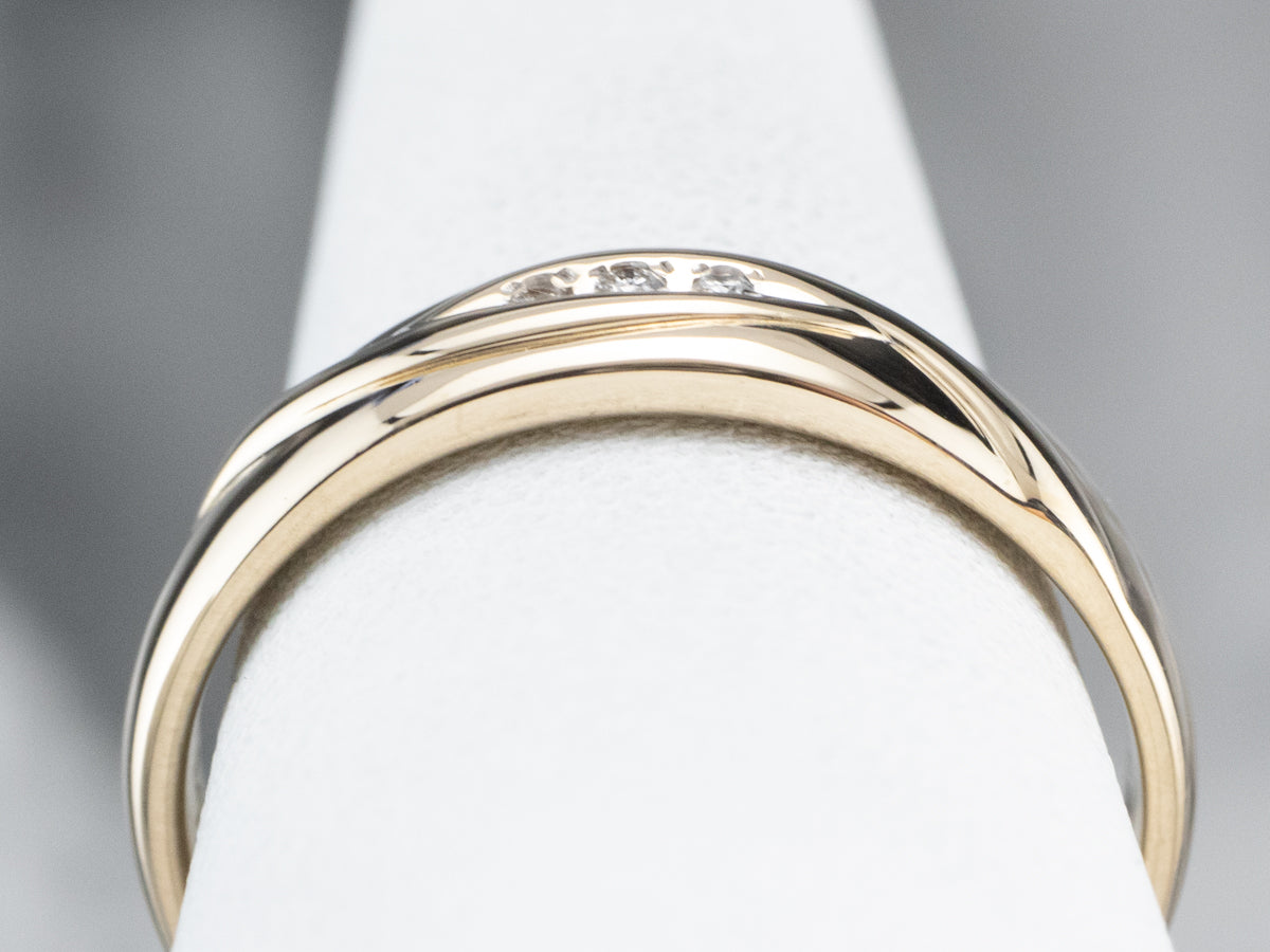 Three Diamond Gold Wedding Band